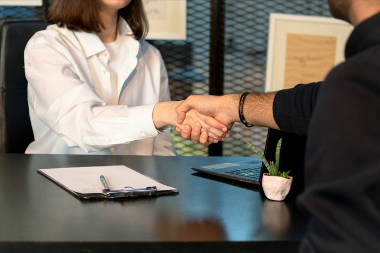 Business owners reviewing a term loan agreement