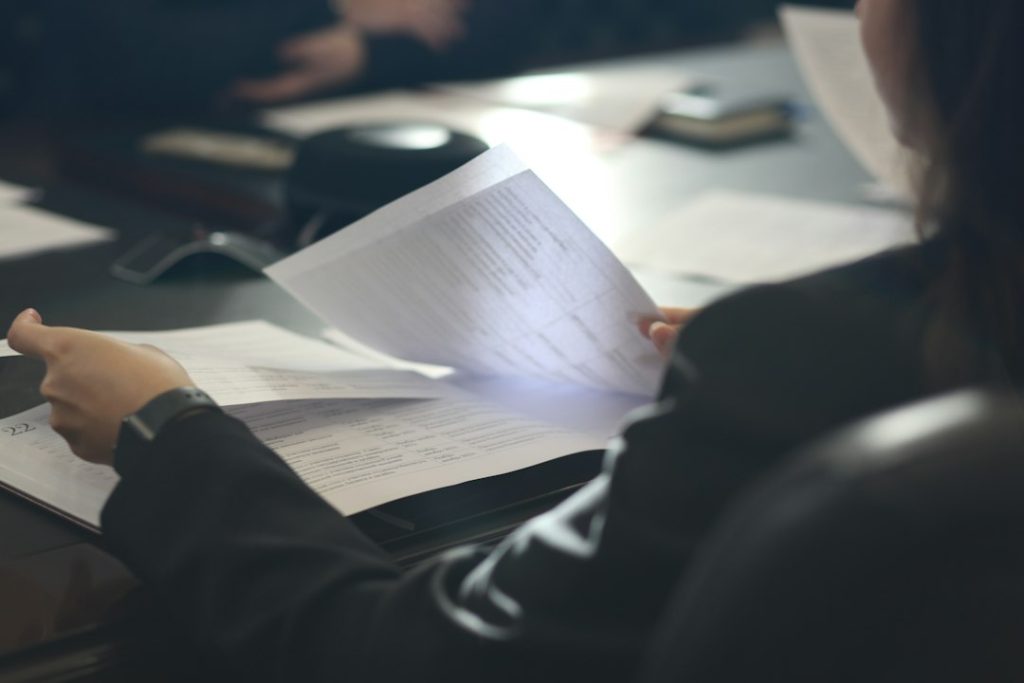 Business bank statements and paperwork