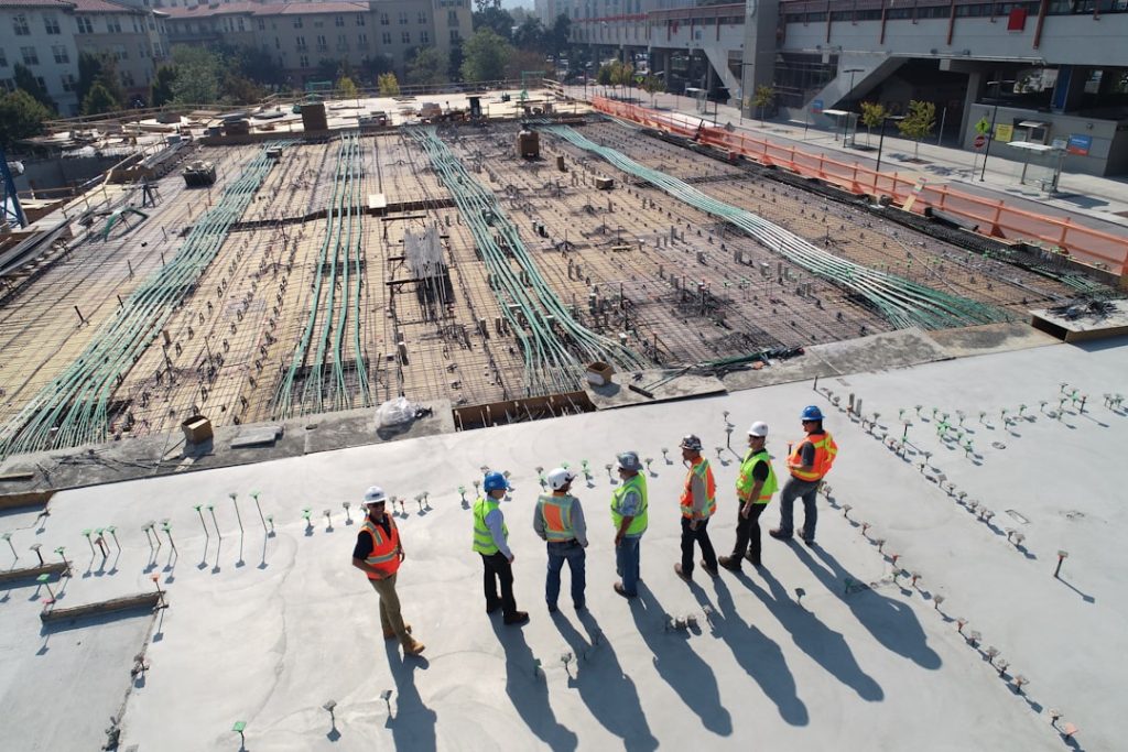 Construction crew working on a building site