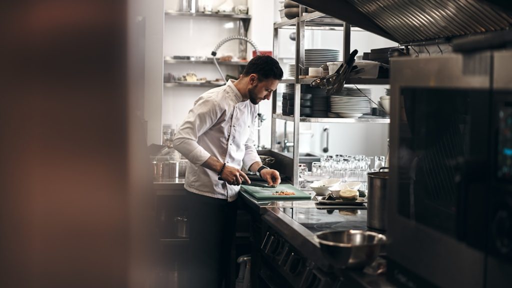 Chef working in a restaurant kitchen