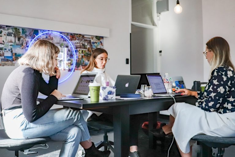 Startup team working together in an office